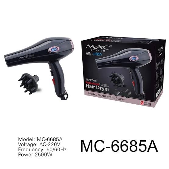 سشوار مک مدل MC-6685 موتور سنگین با باد سرد و متمرکزکننده