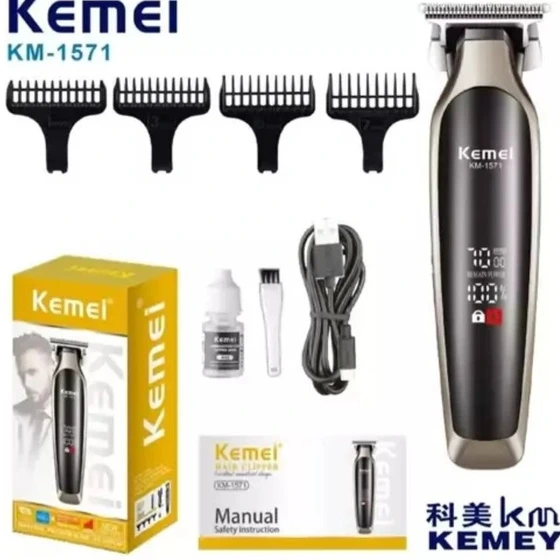 ماشین اصلاح کیمی مدل KM-1571 با تیغه استیل ضد زنگ و برش مستقیم
