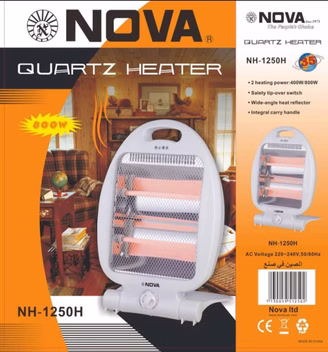 هیتر کوارتز نوا مدل NH-1250H بخاری برقی رومیزی با دو توان حرارتی