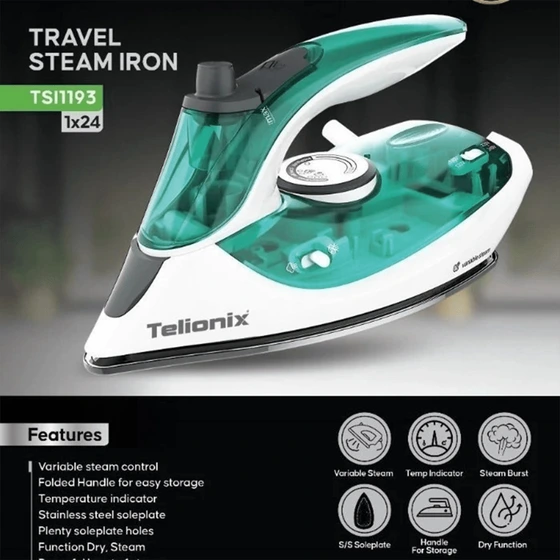 اتو بخار مسافرتی تلیونیکس مدل TSI1193 ظرفیت ۰.۱ لیتر