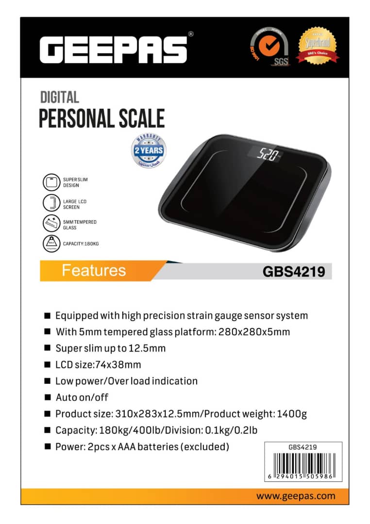 ترازو وزن کشی جیپاس مدل GBS4219 ظرفیت ۱۸۰ کیلوگرم