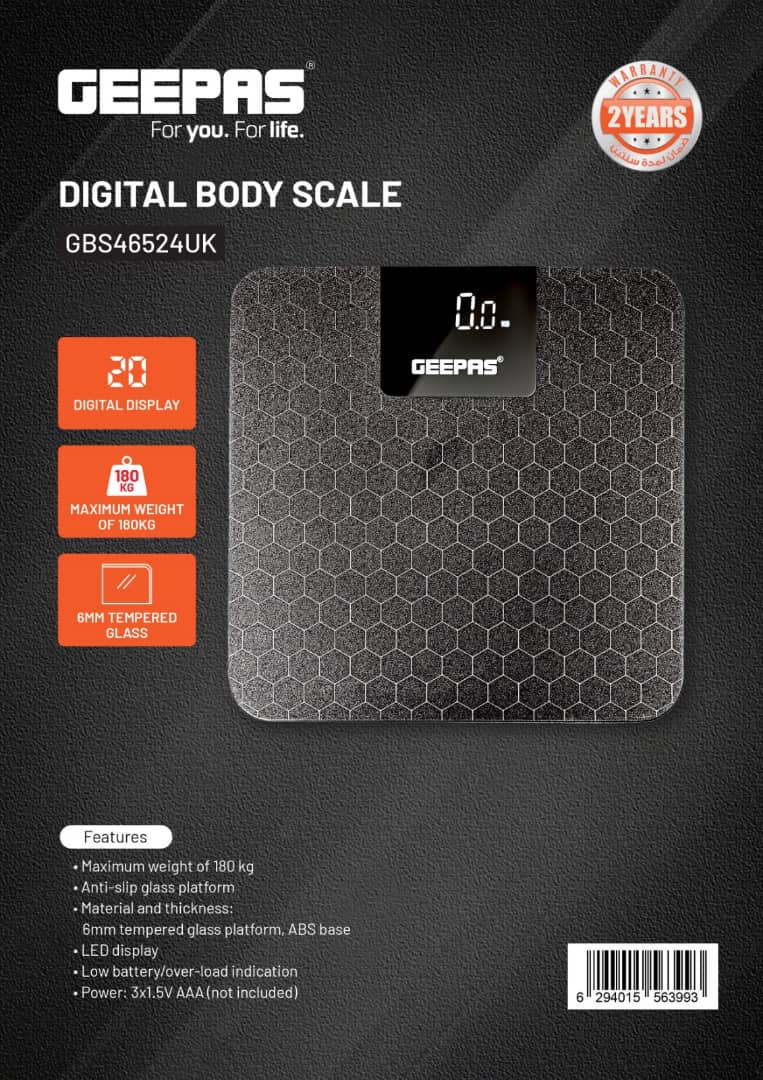ترازو دیجیتال جیپاس مدل GBS46524UK ظرفیت ۱۸۰ کیلوگرم